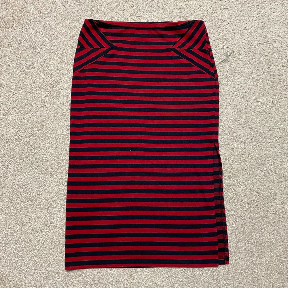 Black and Red Striped Stretch Wiggle Goth Pinup High Waisted Skirt S/M